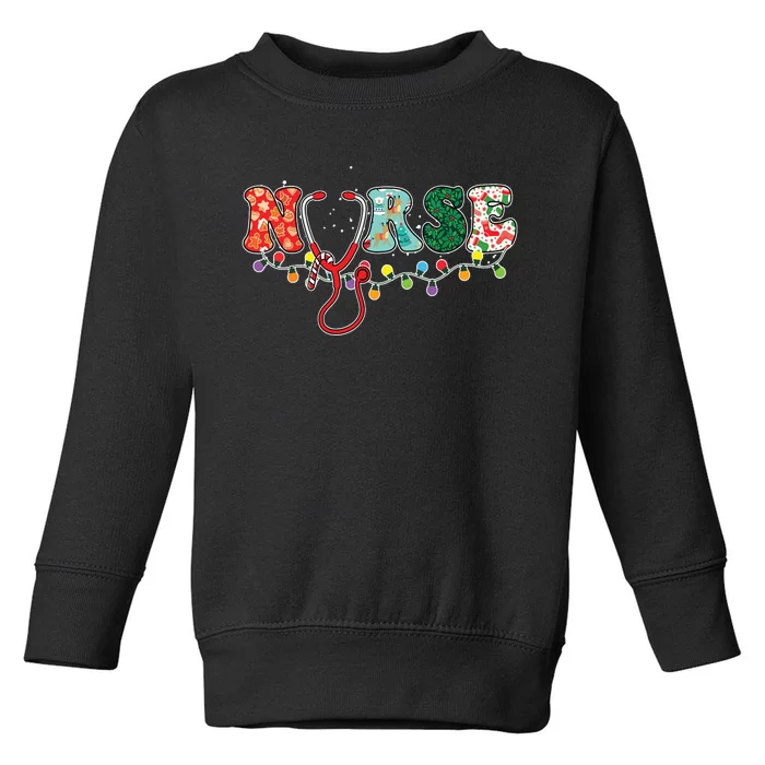 Christmas Nurse Nursing Cute Health Worker Christmas Pattern Toddler Sweatshirt