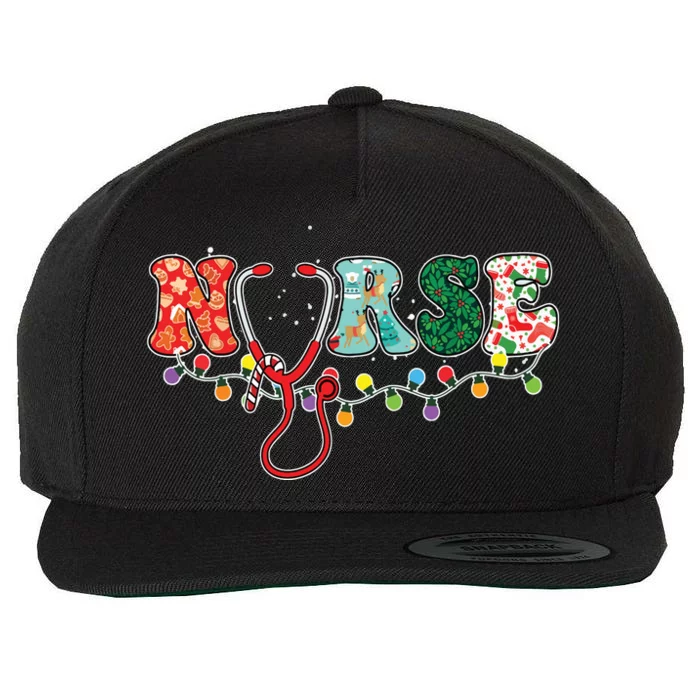 Christmas Nurse Nursing Cute Health Worker Christmas Pattern Wool Snapback Cap