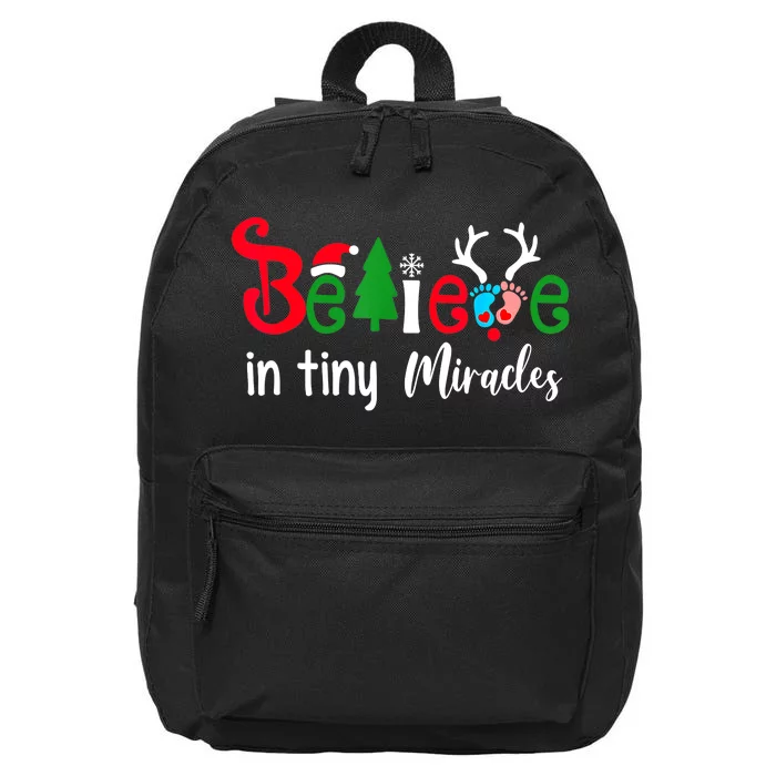 Christmas Nicu Nurse Believe In Tiny Miracles 16 in Basic Backpack