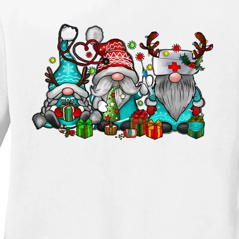 Christmas Nurse Nurse Gnome Holiday Season Ladies Long Sleeve Shirt