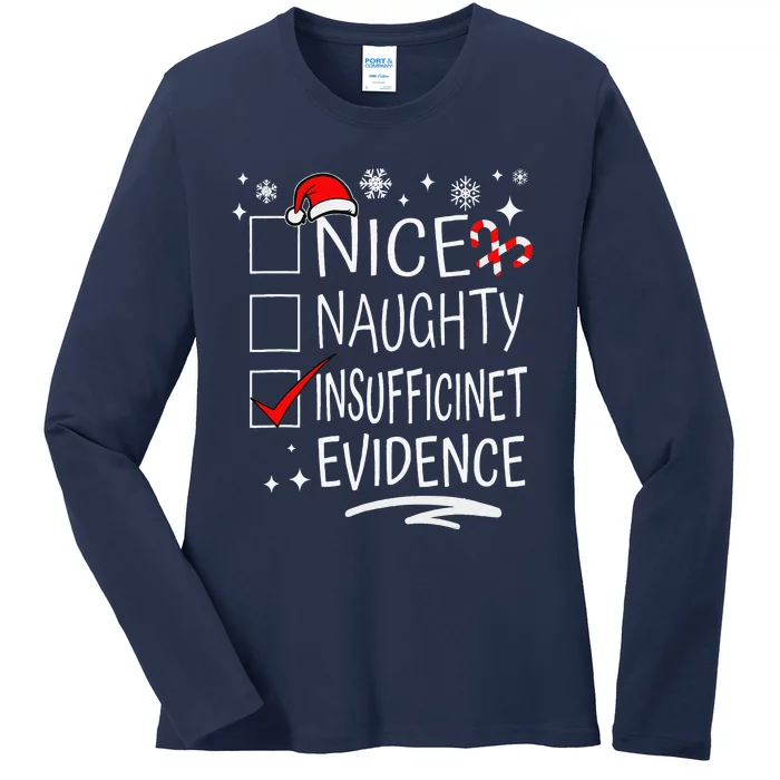 Christmas Nice Naughty Insufficient Evidence Family Group Ladies Long Sleeve Shirt