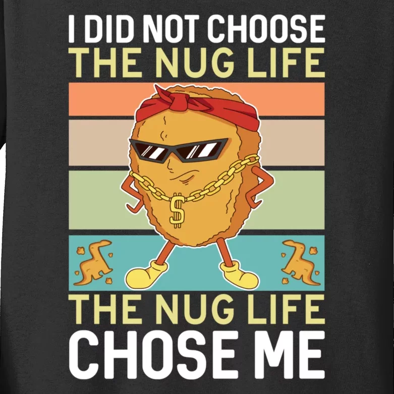 Chicken Nugget Nug Life Lovers Tender Funny Gangster Kids Long Sleeve Shirt