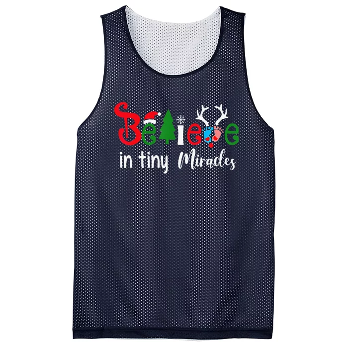 Christmas NICU Nurse Believe In Tiny Miracles Funny Funny Mesh Reversible Basketball Jersey Tank