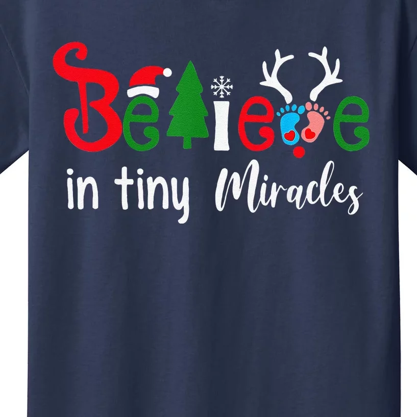 Christmas NICU Nurse Believe In Tiny Miracles Funny Funny Kids T-Shirt