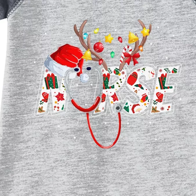 Christmas Nurse Nursing Cute Health Worker Christmas Pattern Infant Baby Jersey Bodysuit