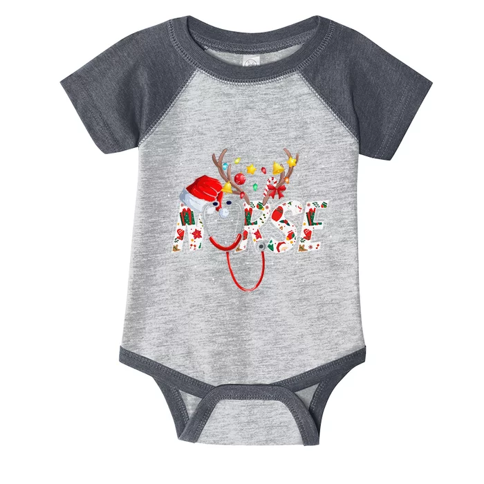 Christmas Nurse Nursing Cute Health Worker Christmas Pattern Infant Baby Jersey Bodysuit