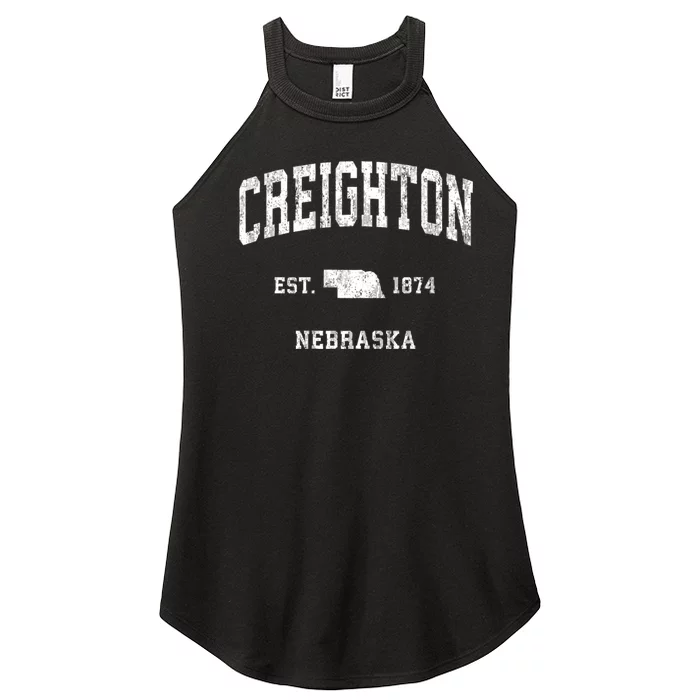 Creighton Nebraska Ne Vintage Athletic Sports Women’s Perfect Tri Rocker Tank