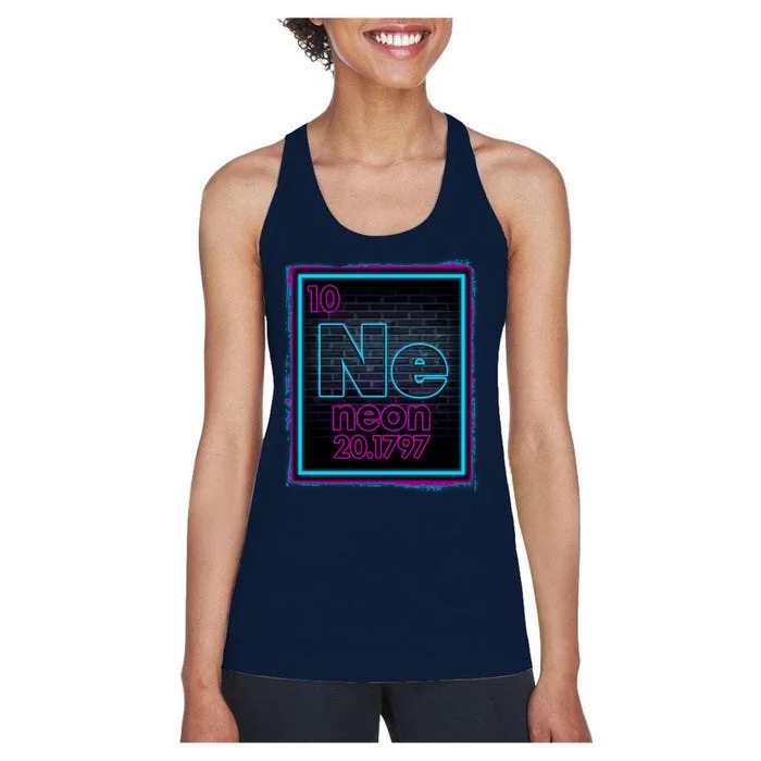 Cool NE Neon Light Periodic Table Element Women's Racerback Tank