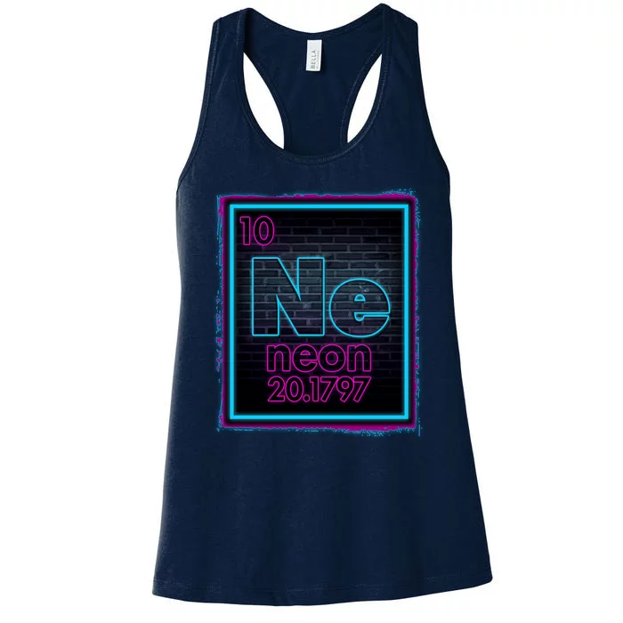 Cool NE Neon Light Periodic Table Element Women's Racerback Tank