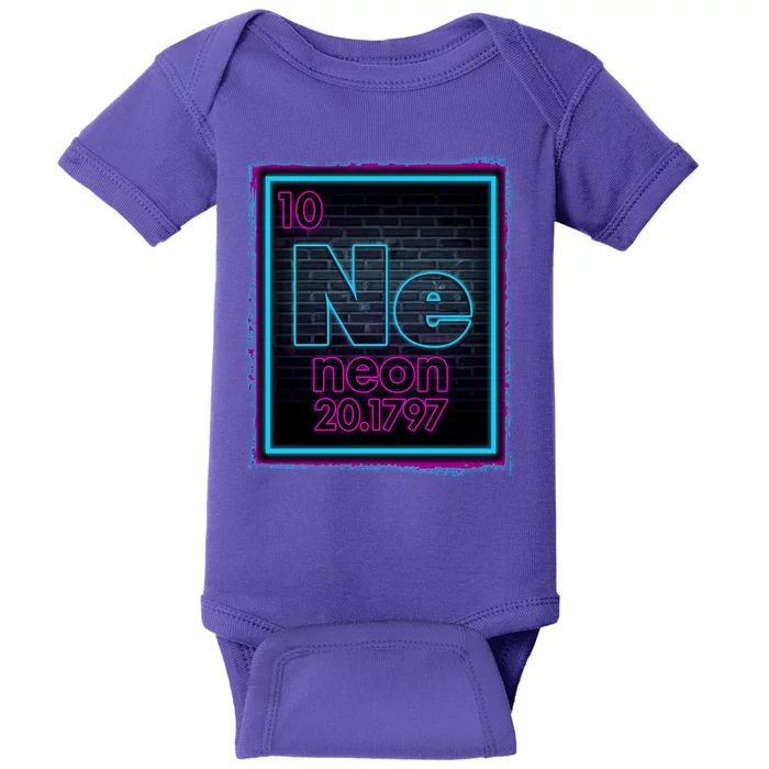 Cool NE Neon Light Periodic Table Element Baby Bodysuit