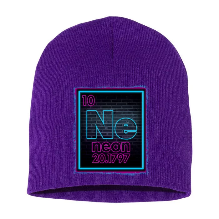 Cool NE Neon Light Periodic Table Element Short Acrylic Beanie