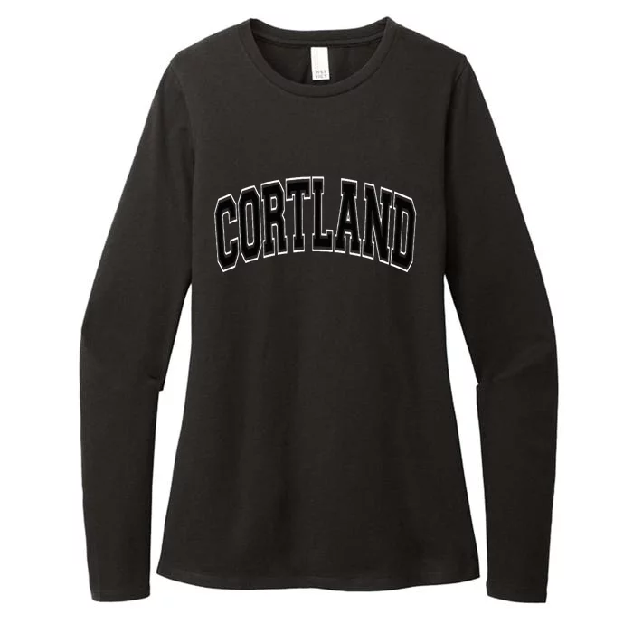 Cortland Ny New York Varsity Style Womens CVC Long Sleeve Shirt