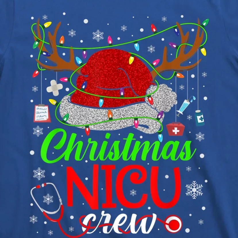 Christmas Nicu Nurse Crew Santa Hat Stethoscope Xmas Pajamas Gift T-Shirt