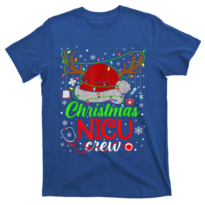 Christmas Nicu Nurse Crew Santa Hat Stethoscope Xmas Pajamas Gift T-Shirt