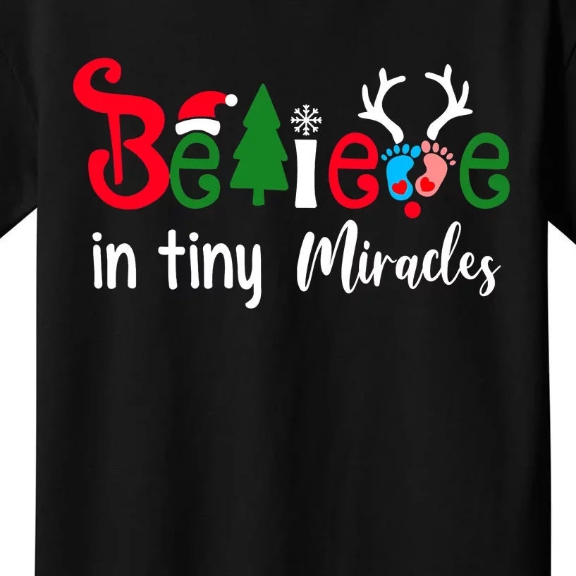 Christmas NICU Nurse Believe In Tiny Miracles Kids T-Shirt