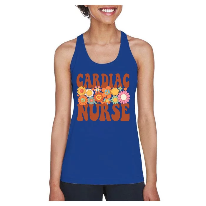 Cardiac Nurse Nurse Life Nursing Future Nurse Retro Groovy Gift Women's Racerback Tank