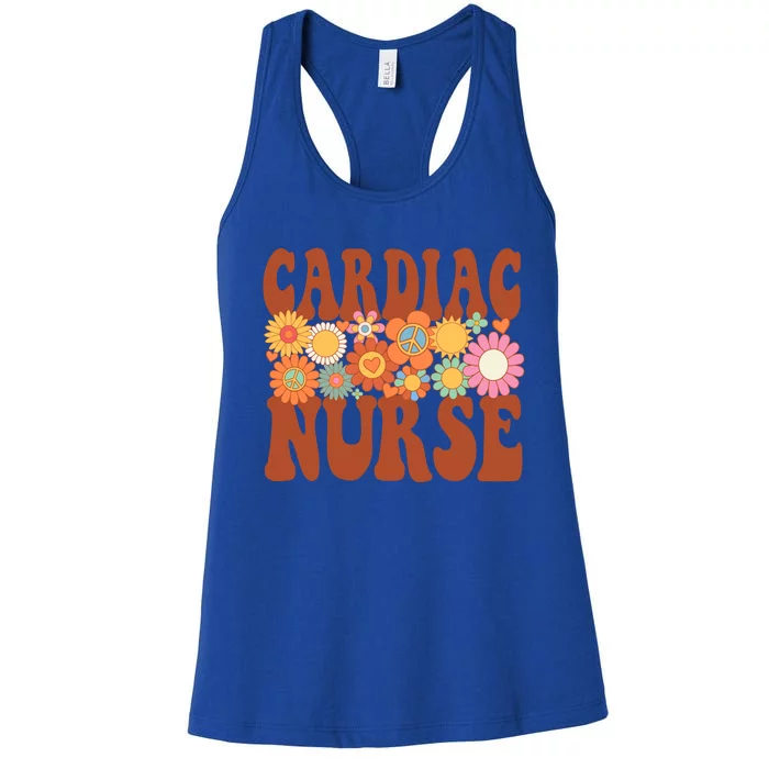 Cardiac Nurse Nurse Life Nursing Future Nurse Retro Groovy Gift Women's Racerback Tank