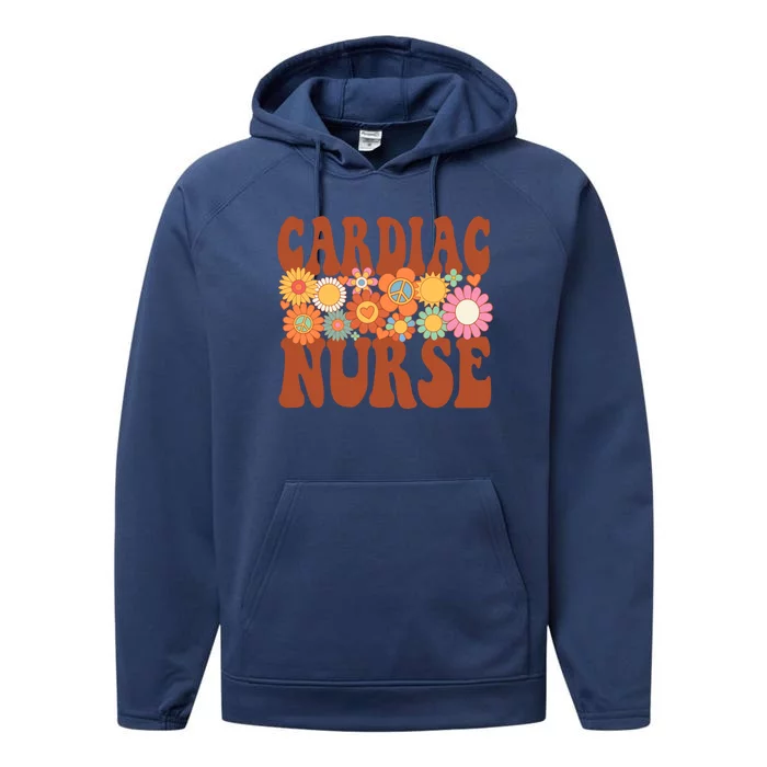 Cardiac Nurse Nurse Life Nursing Future Nurse Retro Groovy Gift Performance Fleece Hoodie