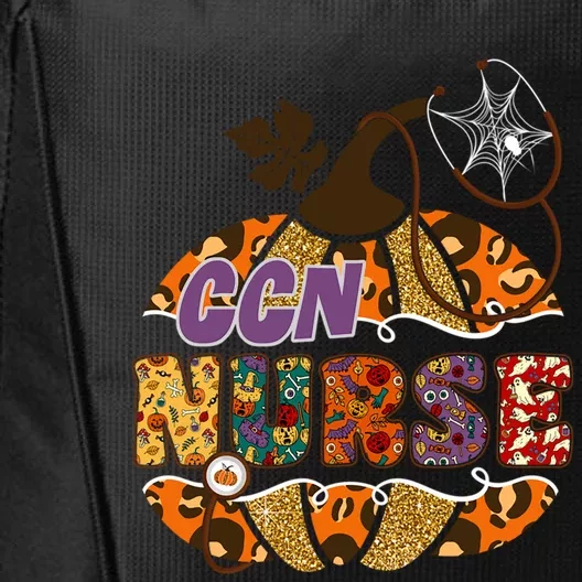 Ccn Nurse Nursing Halloween Pumpkin Leopard Gift City Backpack