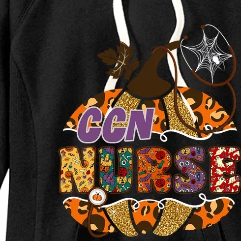 Ccn Nurse Nursing Halloween Pumpkin Leopard Gift Women's Fleece Hoodie