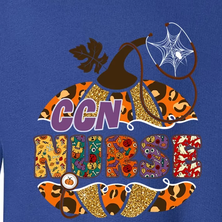 Ccn Nurse Nursing Halloween Pumpkin Leopard Gift Toddler Sweatshirt