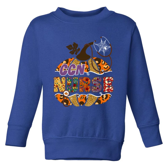 Ccn Nurse Nursing Halloween Pumpkin Leopard Gift Toddler Sweatshirt