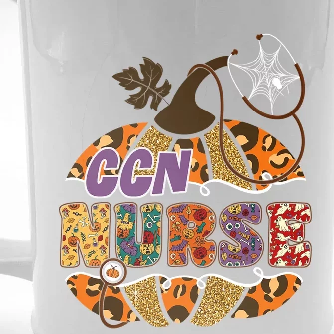 Ccn Nurse Nursing Halloween Pumpkin Leopard Gift Front & Back Beer Stein