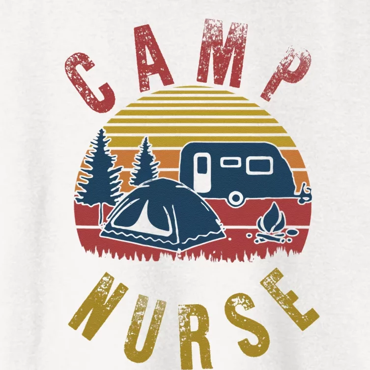 Camp Nurse Nursing Outdoor Summer Camping Retro Sunset Women's Crop Top Tee