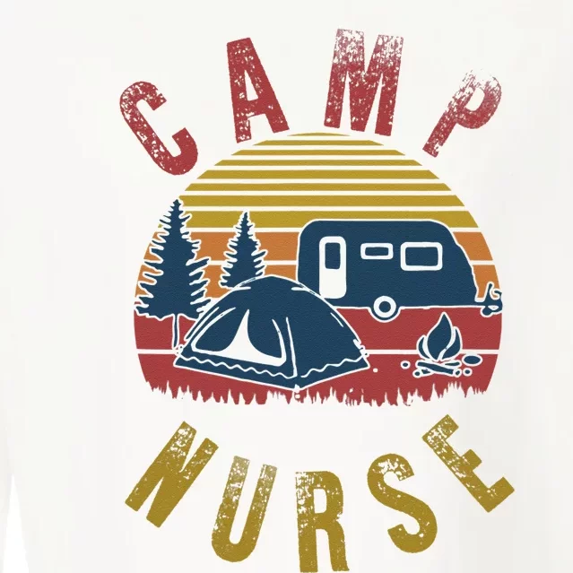 Camp Nurse Nursing Outdoor Summer Camping Retro Sunset Cropped Pullover Crew