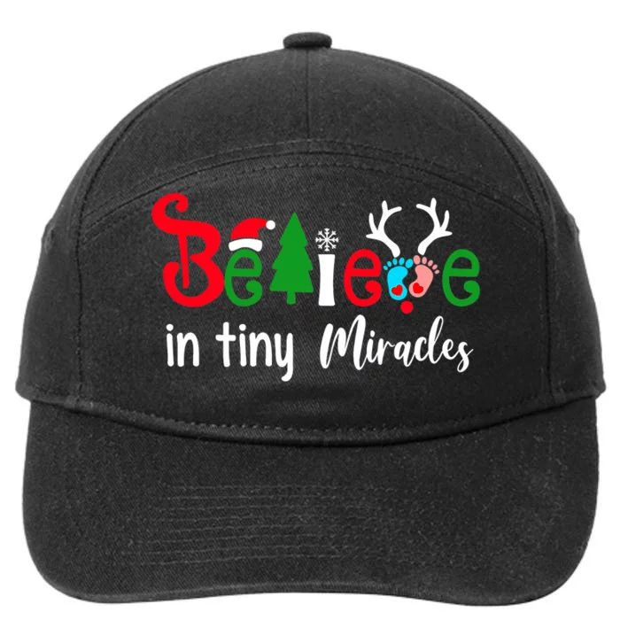 Christmas NICU Nurse Believe In Tiny Miracles 7-Panel Snapback Hat