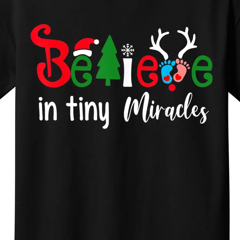 Christmas NICU Nurse Believe In Tiny Miracles Wo Kids T-Shirt