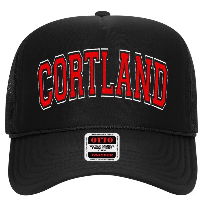 Cortland Ny New York Varsity High Crown Mesh Trucker Hat