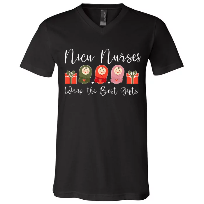 Cute NICU Nurse Christmas NICU Nursing Xmas Party V-Neck T-Shirt