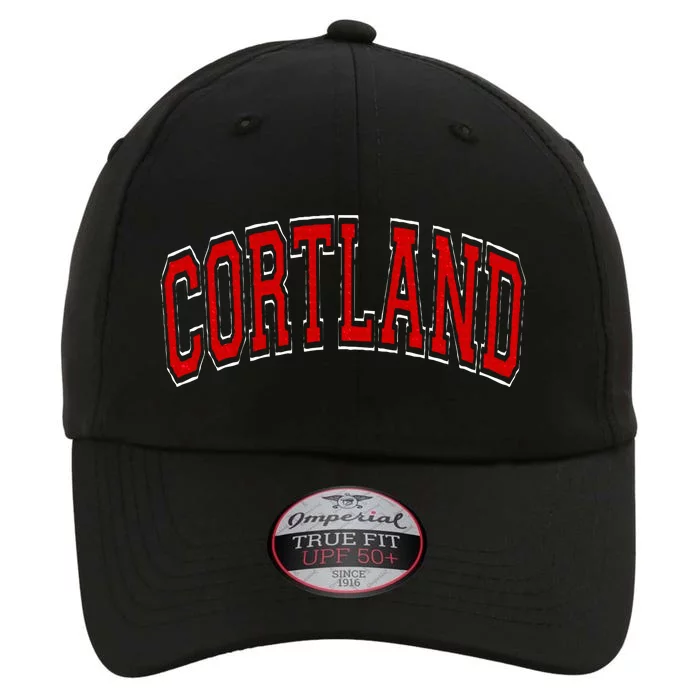 Cortland Ny New York Varsity Style Red Text The Original Performance Cap