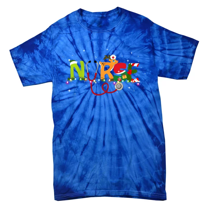 Christmas Nurse Nurse Stethoscope Christmas Tree Ornats Gift Tie-Dye T-Shirt