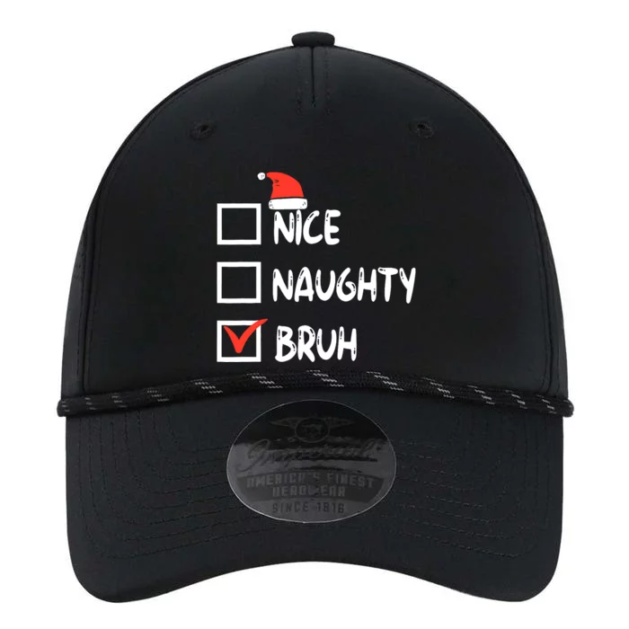 Christmas Nice Naughty Bruh Funny Xmas List Performance The Dyno Cap