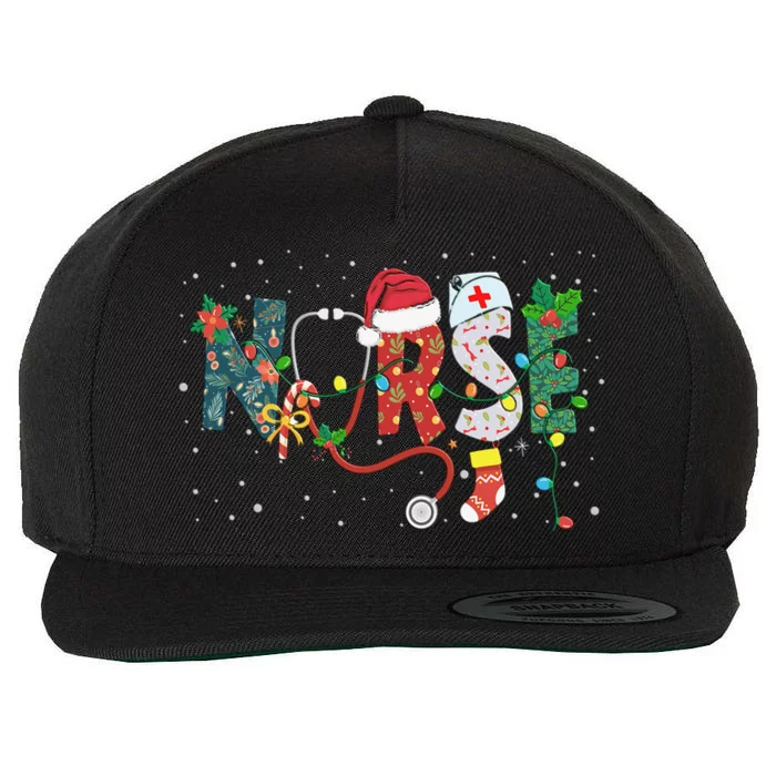 Christmas Nurse Nursing Health Worker Christmas Pattern Funny Gift Wool Snapback Cap