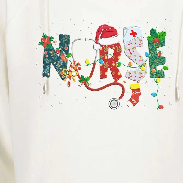 Christmas Nurse Nursing Health Worker Christmas Pattern Funny Gift Womens Funnel Neck Pullover Hood