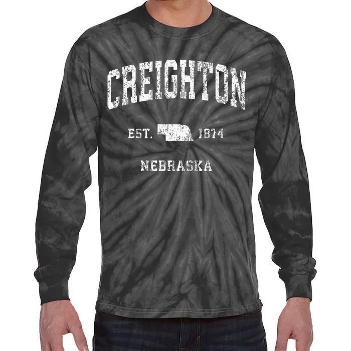 Creighton Nebraska NE Vintage Athletic Sports Tie-Dye Long Sleeve Shirt