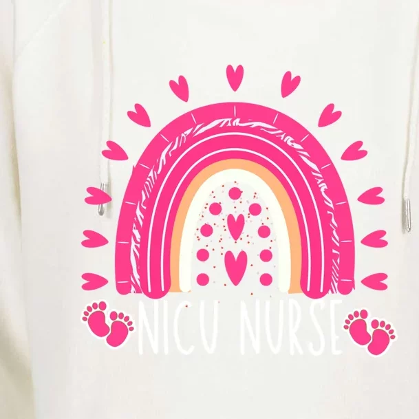 Cute Nicu Nurse Valentines Day Red Rainbow Funny Gift Womens Funnel Neck Pullover Hood