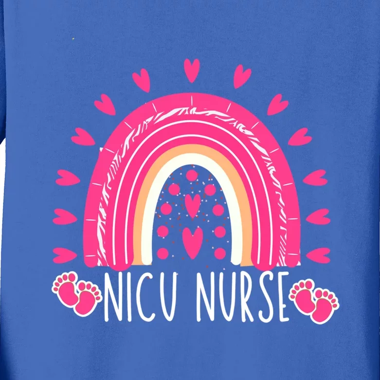 Cute Nicu Nurse Valentines Day Red Rainbow Funny Gift Kids Long Sleeve Shirt