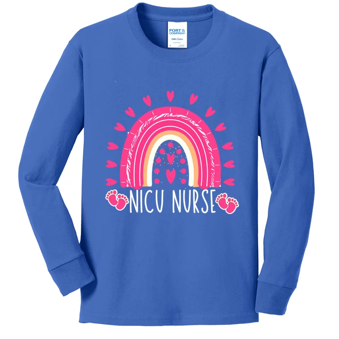 Cute Nicu Nurse Valentines Day Red Rainbow Funny Gift Kids Long Sleeve Shirt