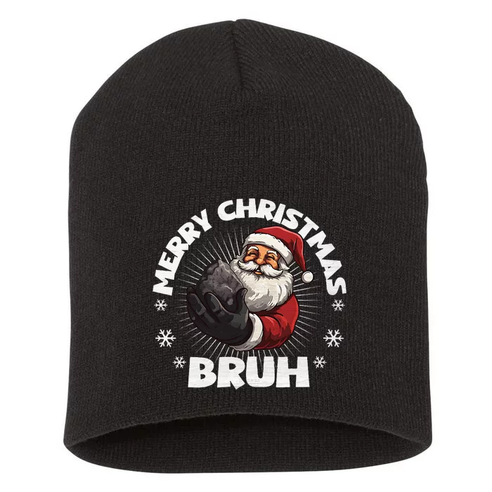 Christmas Nice Naughty Bruh Funny Xmas List Short Acrylic Beanie