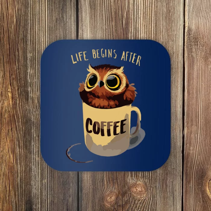 Cute Night Owl Coffee Coaster