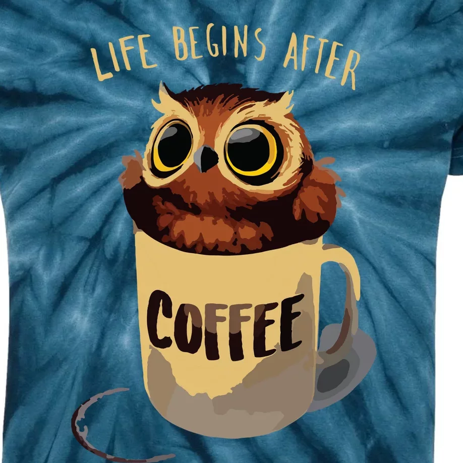 Cute Night Owl Coffee Kids Tie-Dye T-Shirt