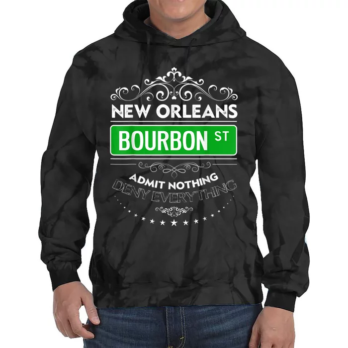 Classy New Orleans Bourbon Street Cool Fun NOLA Mardi Gras Tie Dye Hoodie