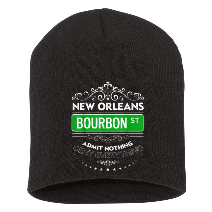 Classy New Orleans Bourbon Street Cool Fun NOLA Mardi Gras Short Acrylic Beanie