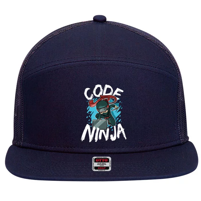 Code Ninja Programming Coder Coding Nerd Software Engineer Cool Gift 7 Panel Mesh Trucker Snapback Hat