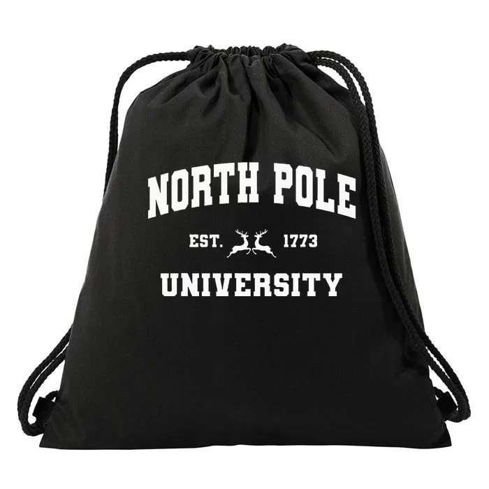 Christmas North Pole University Santa Workshop Elves Red Drawstring Bag