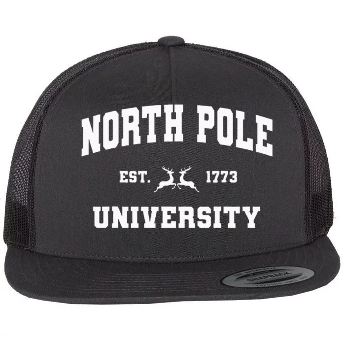 Christmas North Pole University Santa Workshop Elves Red Flat Bill Trucker Hat